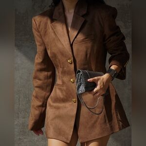 Meshki Brown Blazer with Gold Buttons